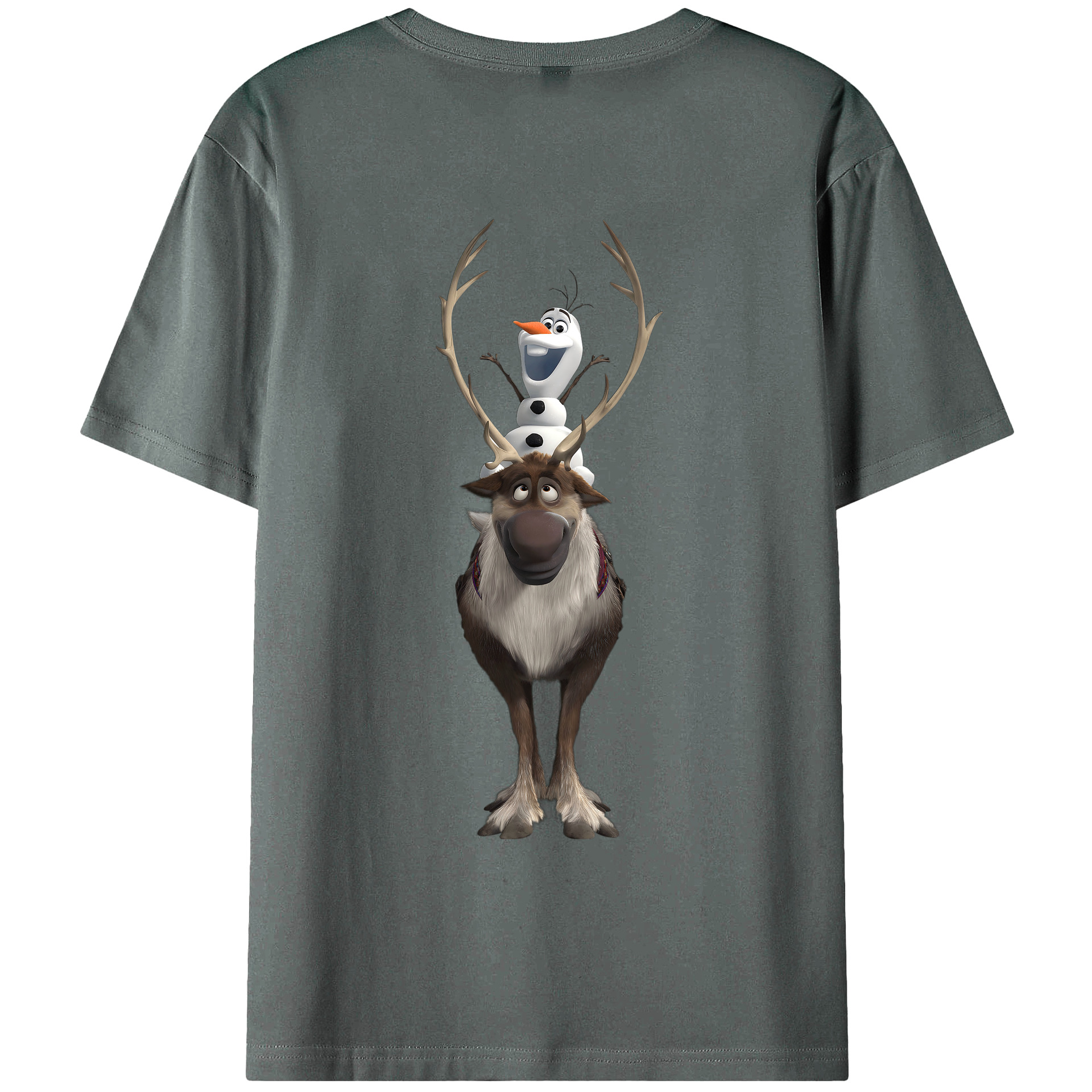 （画像用） アナと雪の女王 アンナ エルサ Frozen Anna Elsa 綿100％ メンズ半袖Tシャツ（バックプリント） 通気性